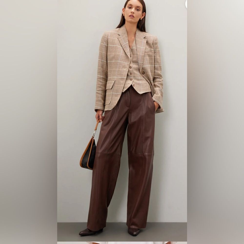 VEDA Leather Trousers Pants Size 10